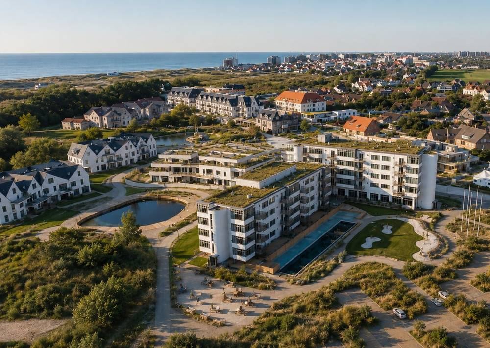 Hotel Westbay en het buitenzwembad van bovenaf